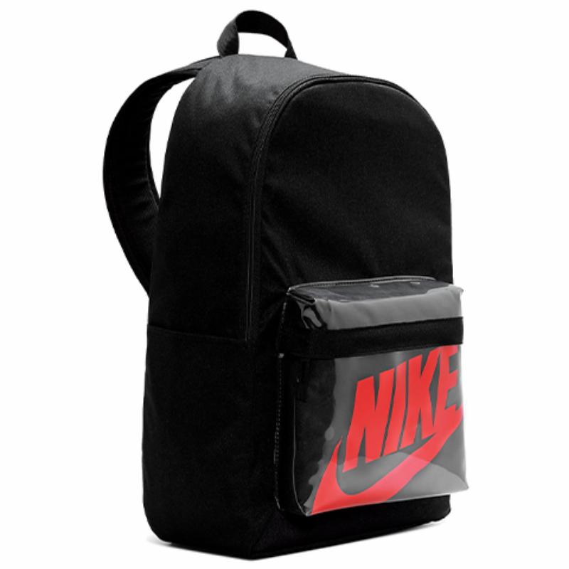 Nike Heritage Polyester Backpack Regular Unisex Black Red Lightweight Casual BA6175-010