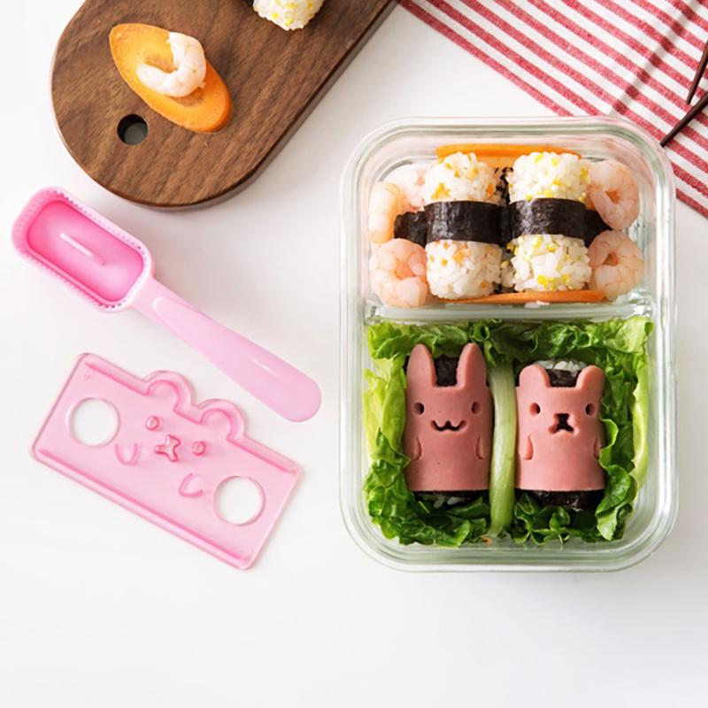 Creative 5 In 1 Cartoon Mould Rice Ball Mold Onigiri Shape And Dry Roasted Seaweed Cutter Set Kitchen Diy Mold Gadget