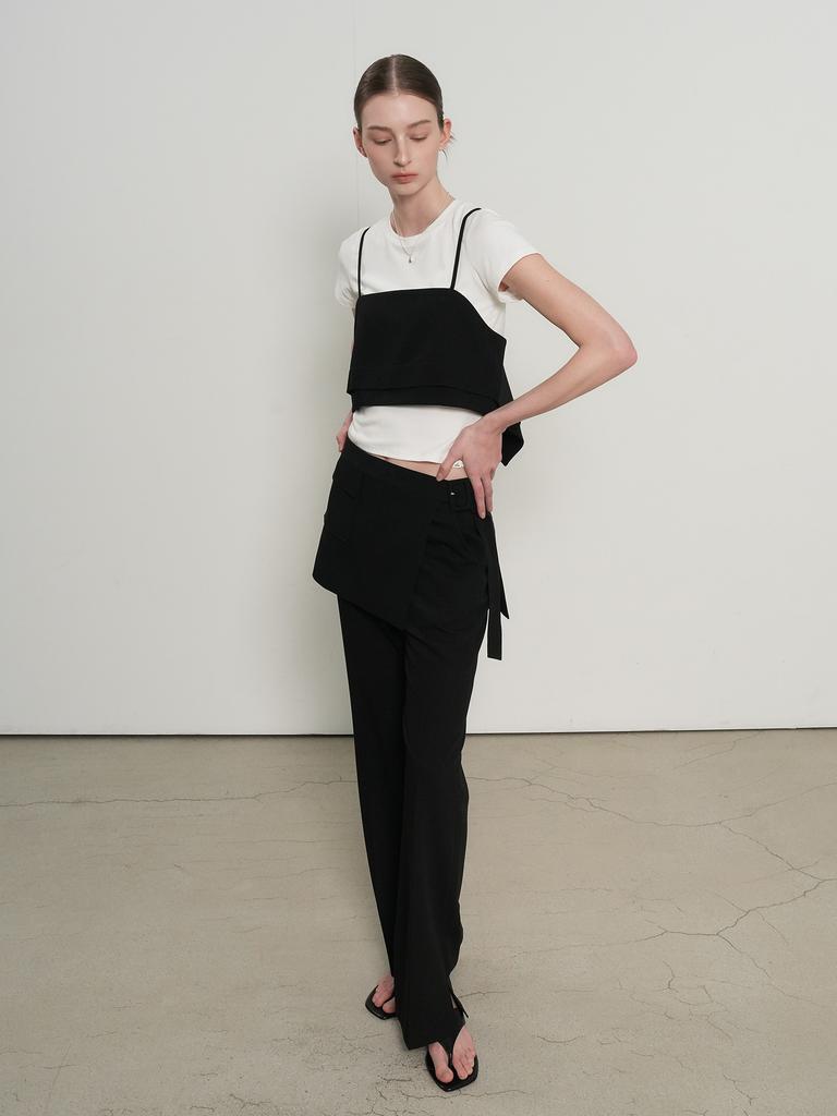 GENERALIDEA Skirt Layered Bootcut Slacks [Black] / Gf1Lpt502