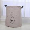Cotton Linen Waterproof Round Laundry Hamper - Foldable Dirty Clothes Basket Storage Bag