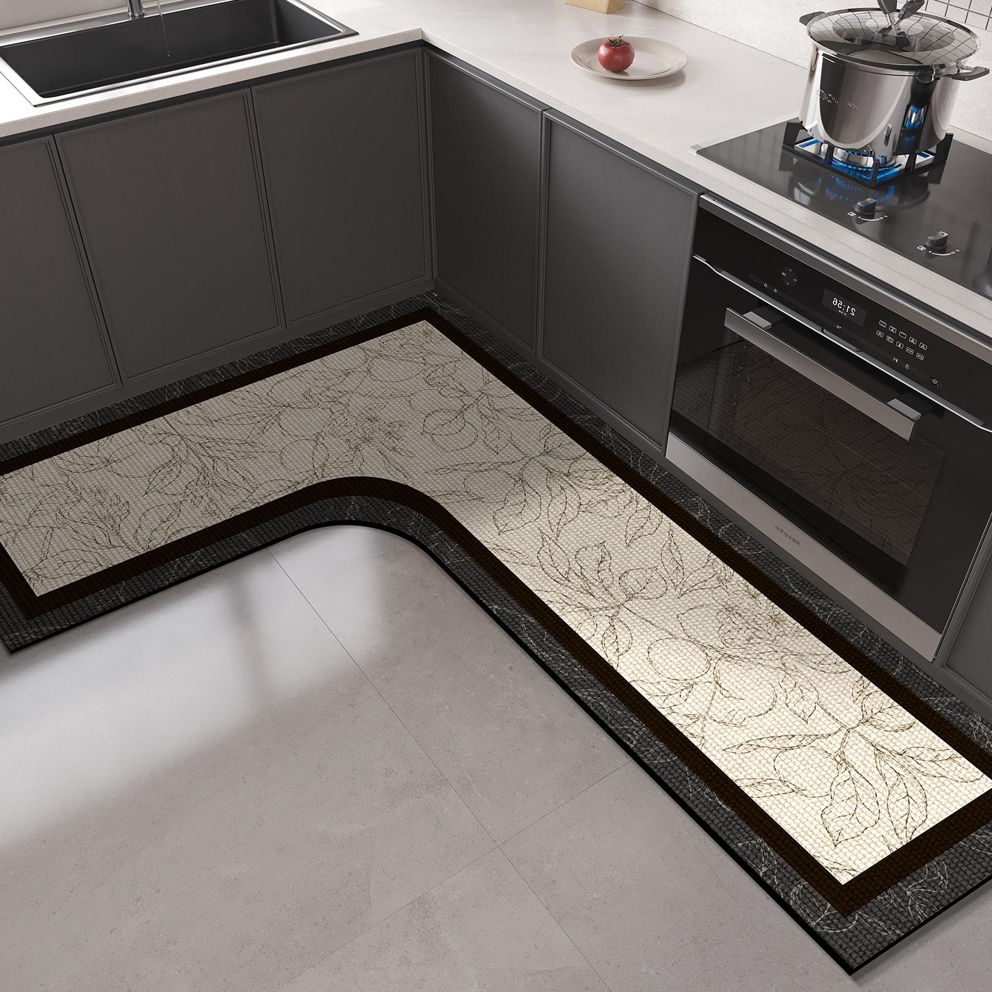 

Kitchen Floor Mat Diatom Mud L-shaped Pvc Mats Absorbent Washable Anti-slip Carpet Oil Absorbent Foot Rugs Alfombra Cocina 1pc 80x120x45cm