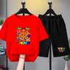 Summer Clothes Boys Girls Age 3-12 Tee+shorts suit Children Short Sleeve T-shirts Child  Casual Pink Black Fashion Game graphics