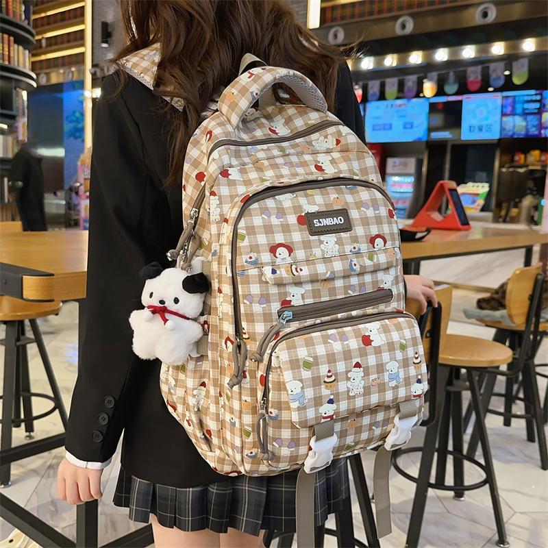 Large Capacity Backpack Cartoon Print Student Schoolbag