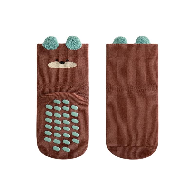 Anti Slip Toddler Socks Combed Cotton Infant Floor Socks Elastic For Secure Wear Autumn Themed Baby Walking Socks S красный/коричневый