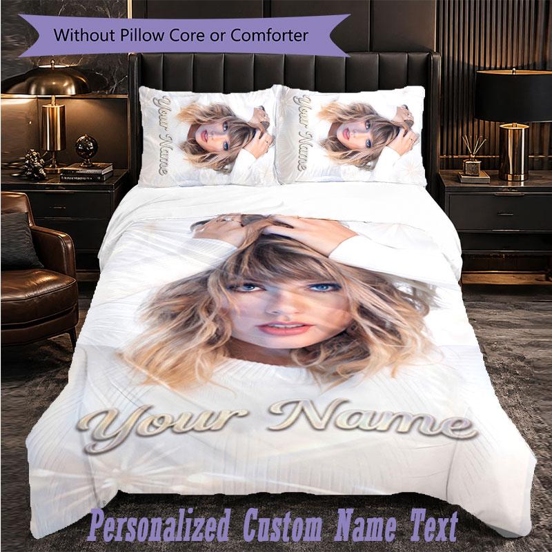 Personalized 3Pcs Bedding SetTaylor Swift Custom Text Duvet Cover Pillowcase Set Bedroom Gift