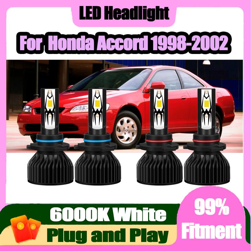 

4PCS LED Headlight High Low Beam Plug and Play 6000K White Super Bright High Power 12V For Honda Accord 1998 1999 2000 2001 2002 High Low Beam (4PCS)