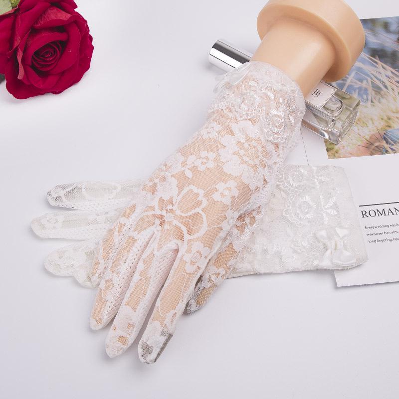 New Women's Summer Ice Silk Lace Anti Ultraviolet Thin Electric Car Driving Anti-skid Breathable Cool Sun Protection Gloves