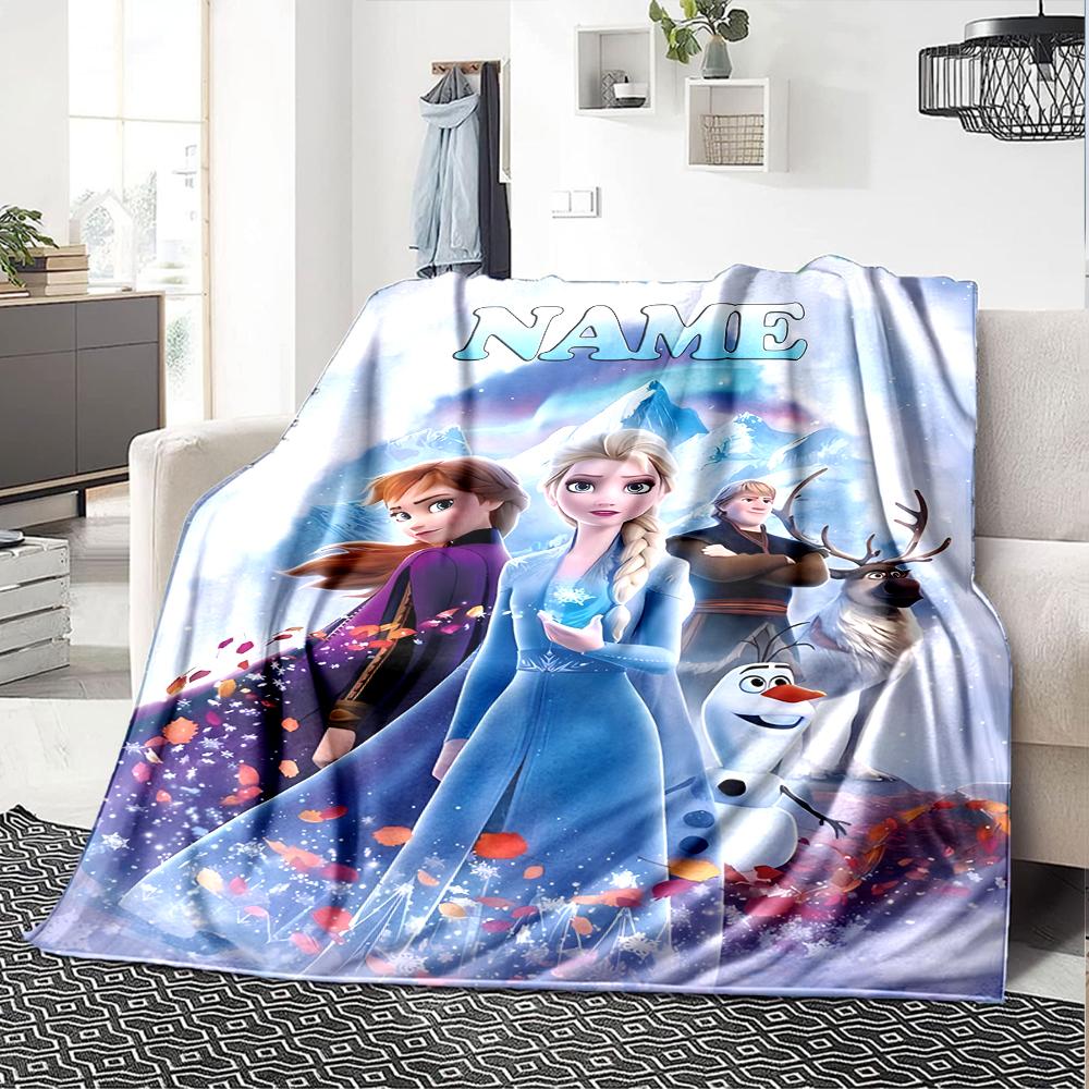 Customiz Name Personality Elsa Frozen Blanket Soft &Warm Sofa Office Bed Travel Lunch Break Blanket, Gift Suitable All Seasons