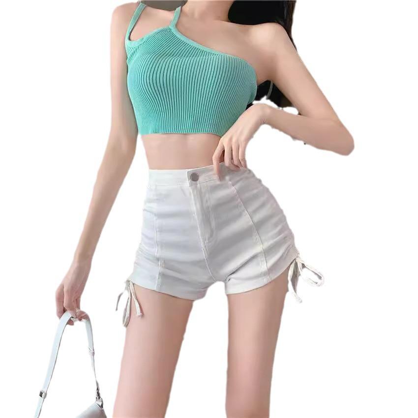 Summer 2025 Women's High-Waisted A-Line Drawstring Lace-Up Shorts