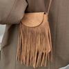 2025 Autumn Retro Matte Suede Fringed Mobile Phone Bag Women's Fashion Trendy Temperament Suede Single Shoulder Messenger Bag