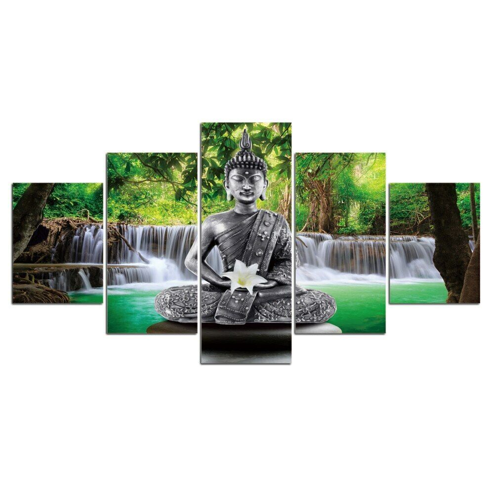 

5 шт., дзен-сад, Лотос, Будда, Декор, фотографии, настенный художественный постер, 5 панелей, декор для комнаты, современные 5 шт., холст, картины, домашний декор