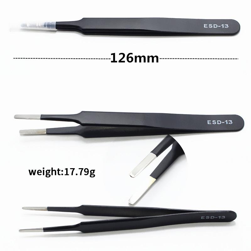 Precision Esd Anti-Static Tweezers Set -6-Pc Durable Stainless Steel Tool For Electronic Repair And Process Modeling, Bending&St