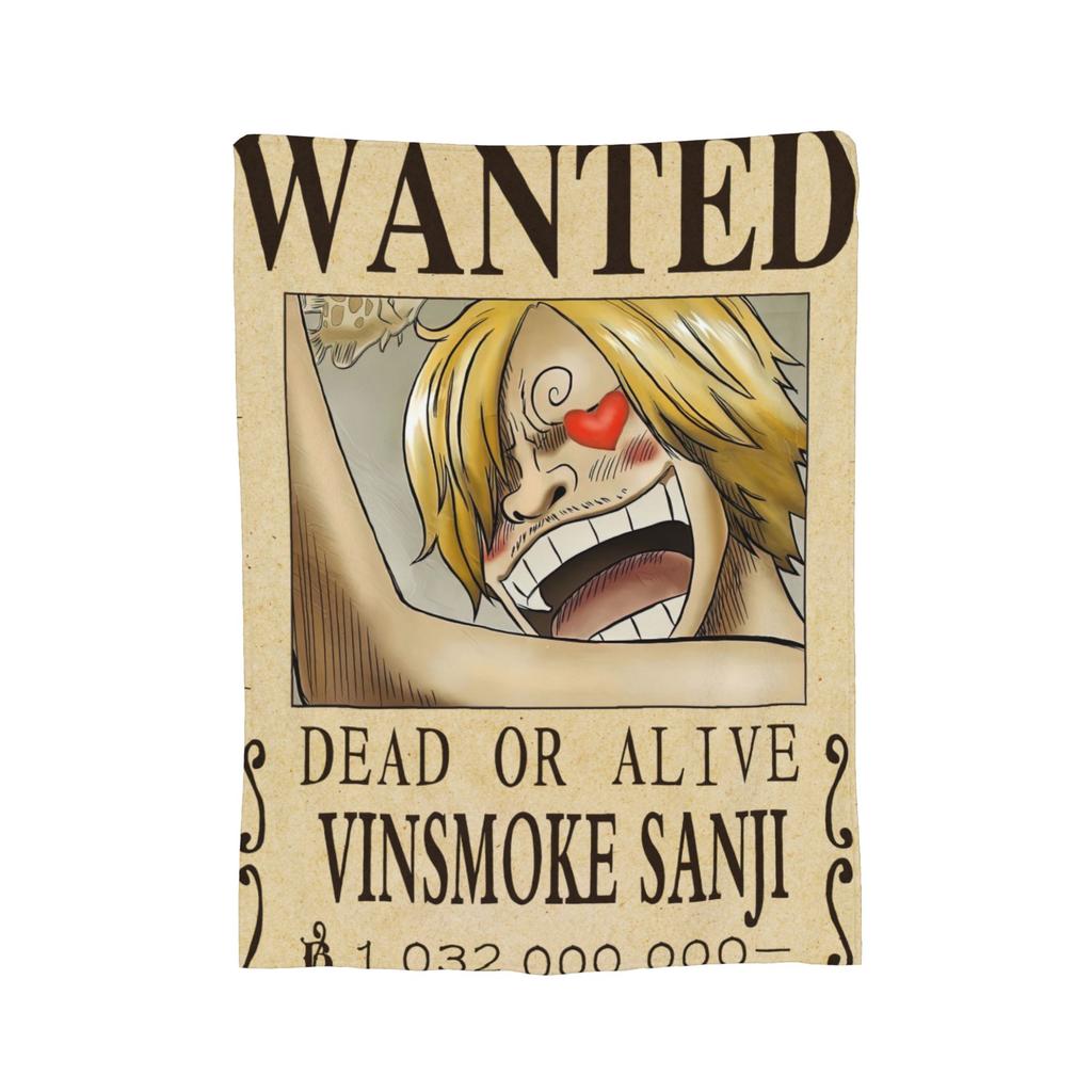 Anime One Piece Wanted Posters Blanket Fleece Decoration  Portable Ultra-Soft Throw Blankets for Bedding Office Bedding Throws