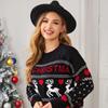 Women's Fall/Winter Christmas Sweater, Women's Pullover Round Neck, Loose Slouchy Fawn Jacquard Knit