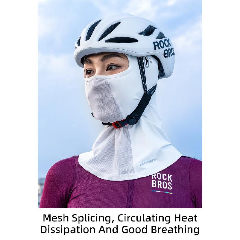 ROCKBROS Summer Cycling Face Mask Lightweight Breathable Cool Ice Silk Scarf With Glasses Holes Sunscreen Mask Cycling Headgear