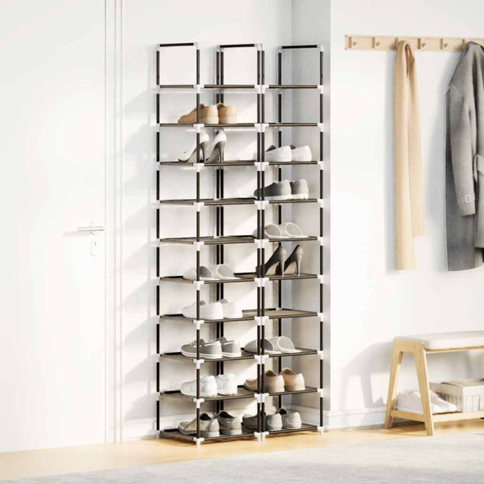 Étagère à chaussures - VIDAXL - 2 pcs - 10 niveaux - Noir - Métal et tissu non tissé