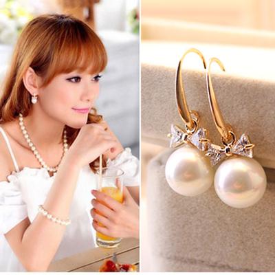Fashion Wild Earrings Flash Diamond Bow Earrings Trend Lady Earrings Female Accessories KTJ