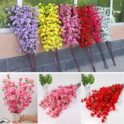 Υψηλής Ποιότητας Κοντός/Μακρύς Κλάδος Κόκκινου Άνθους Δαμασκηνιάς Πολλαπλών Στυλ Τεχνητά Λουλούδια Διακόσμηση Σπιτιού για Πάρτι Διακόσμηση Σπιτιού