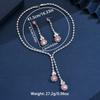 3PC Women's Fashion Zircon Series Pink Flower Necklace Earrings Zircon Set Suitable for Wedding, Party, Festival Gifts-8582