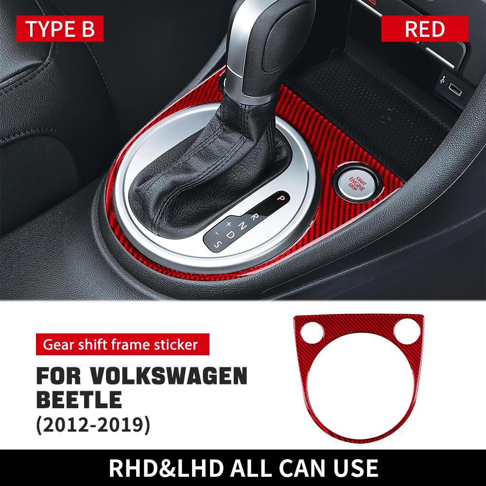 Real Soft Carbon Fiber For Volkswagen Beetle 2012 2013 2014 2015 2016 2017 2018 2019 Car Gear Shift Panel Sticker Accessories