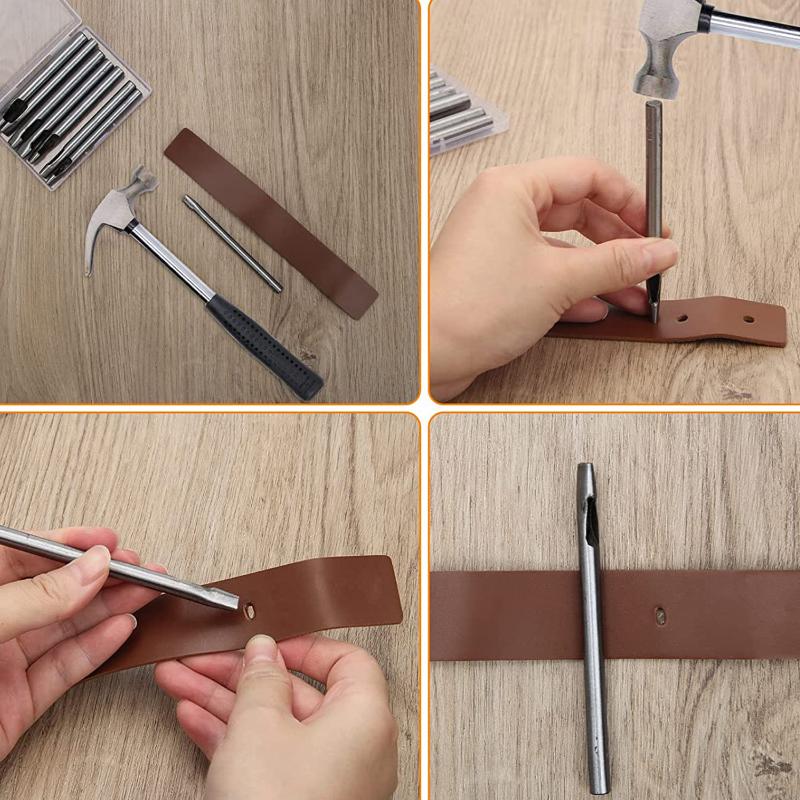 1/8Pcs 6Mm-10Mm Hollow Leather Crafting Hand Punching Tool Kit For Leather Crafting Oval Hole Punch Diy Accessories