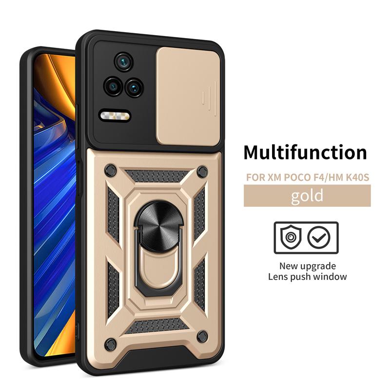For Xiaomi POCO F4 5G Case Magnetic Ring Bracket Armor Back Cover For Poco Poko Pocco Little F4 F 4 Slide Camera Protect Shell