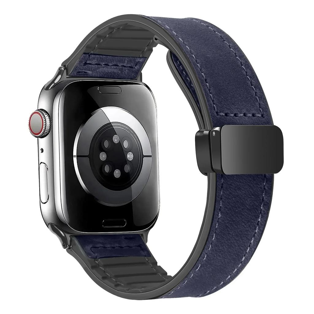 Strap for Apple Watch Band 45mm 44mm 40mm 42 41mm Ultra 49mm Leather+Silicone Bracelet Correa iWatch Series 9 8 7 6 5SE
