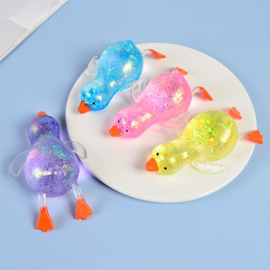Transparent Glitter Duck Squeeze Toy Mini Lying Duck Anxiety Relief Sensory Toy