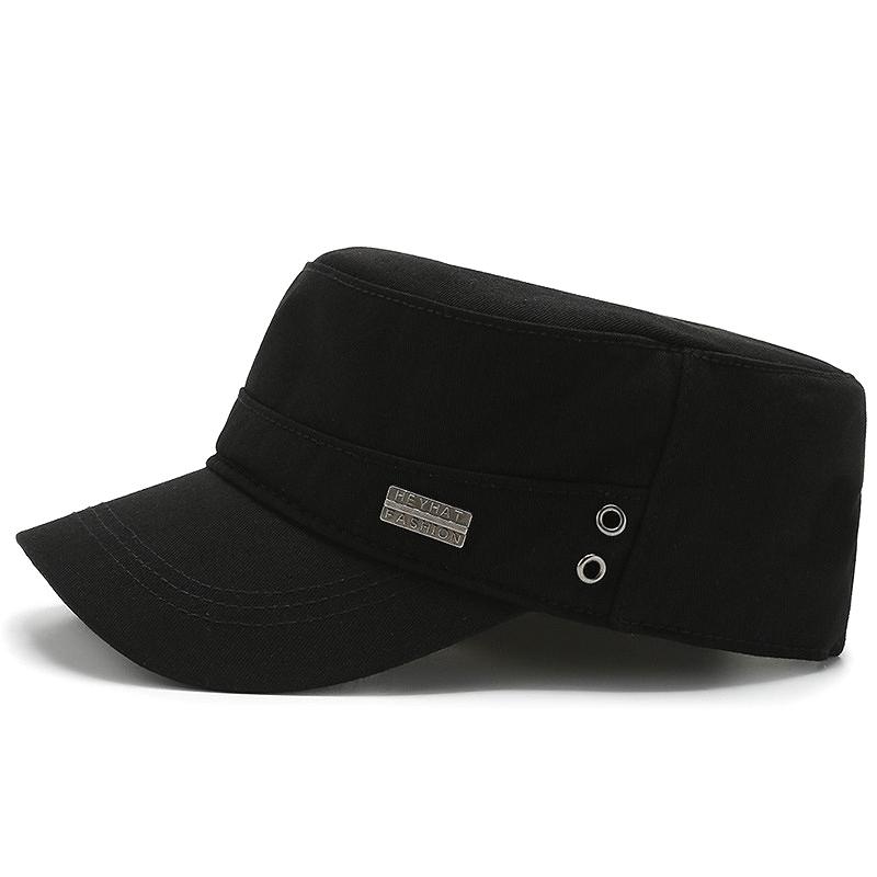Fashion military hat Men's hat Shade sunscreen Heroic tall and straight flat top military hat Cotton comfortable atmosphere Sports hat