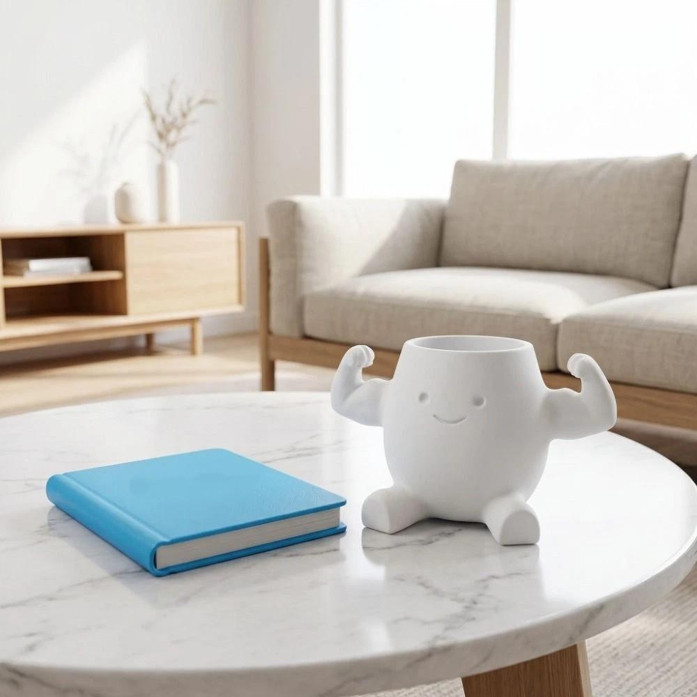 Cute Decorations Plant Pots 3D Printed Show Muscle Style Flower Plant Planter Ornaments Pencil Holder Head Planter Office