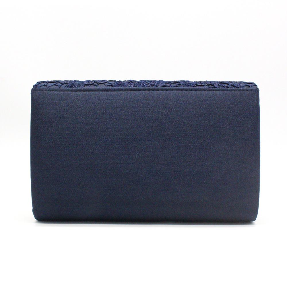 Elegant Lace & Satin Clutch Evening Bag with V-Shaped Flap