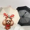 1pc Christmas Poodle with Antlers Umbrella with Plastic Handle,Suitable for All Seasons Home Travel Outdoor UmbrellaDD230
