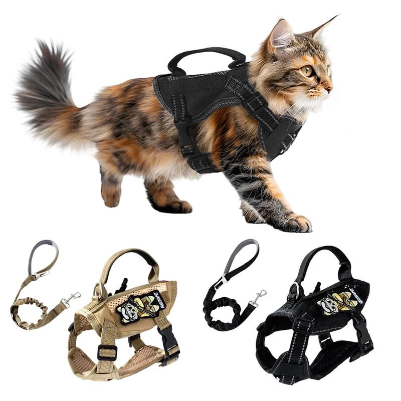 5-piece Set Light Tactical Cat Harness Summer Pet Outdoor Walking Supplies for Small Dogs Cats Breathable Kitten Puppy Harnesses