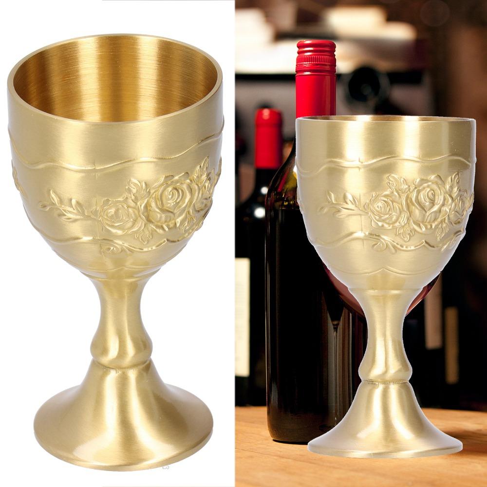 Gravierte Blume Vintage Kelch Geprägter Rosenweinkelch Messingkelch Partyzubehör