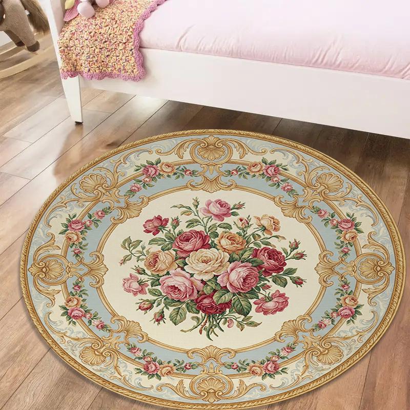 Rose Gorgeous Round Area Rug,Carpet Rug for Living Room Bedroom Sofa Playroom Decor,Non-slip Floor Mat62
