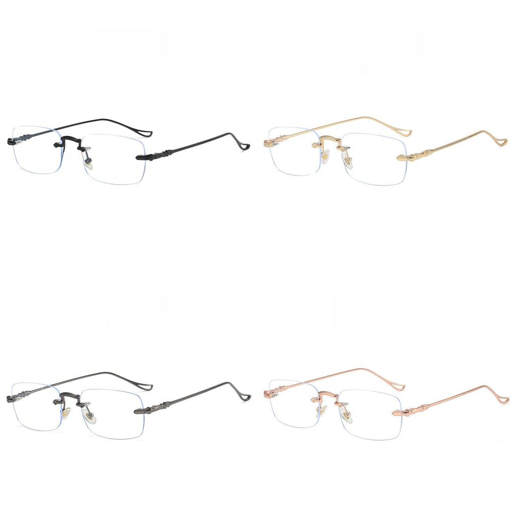 Minimalist Metal Square Eyeglasses With Blue Light Blocking For Adults