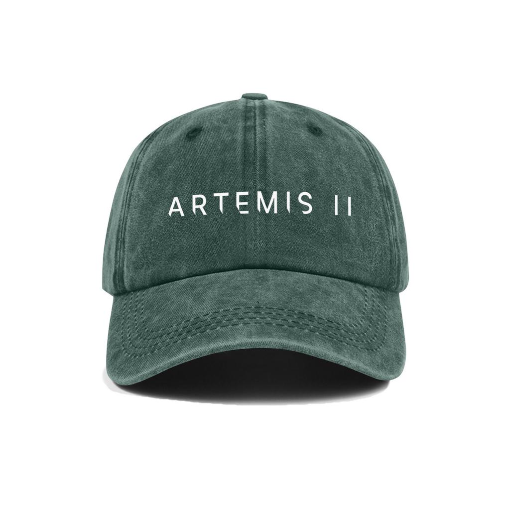 Casual Unisex Adjustable Baseball Cap Featuring Artemis II Embroidered Design Durable Cotton Twill Fabric Structured Crown Low Profile Visor