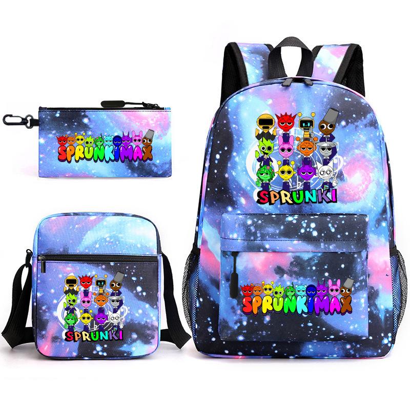Anime Cartoon Backpack Sprunki Large Capacity Primary School Student Schoolbag Satchel Pencil Case