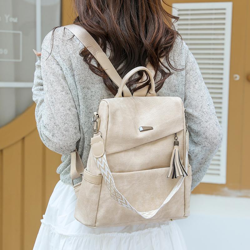 Mochila Feminina Couro Macio Multifuncional Bolsa de Ombro Mochila Escolar Estudante