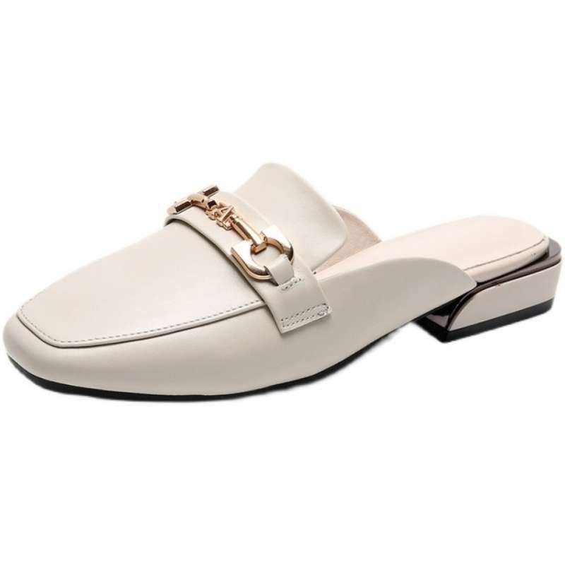 Thick Heel Bag Head Half Slippers Women's 2025 Summer Fashion Cool Slippers Women's New Women's Half Slippers Women's Going Out