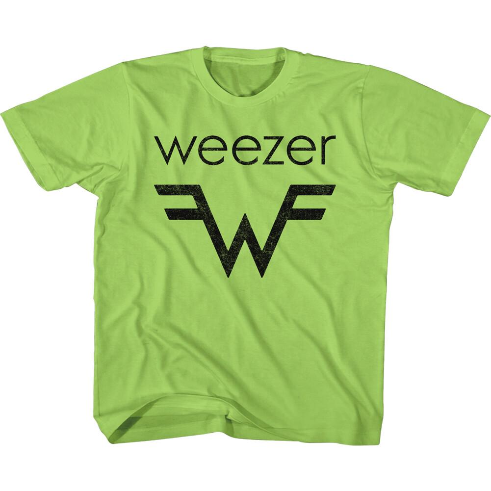 Weezer W Logo Green Kids T Shirt Hero =W= Alternative Rock Merch Child Boy Lime S