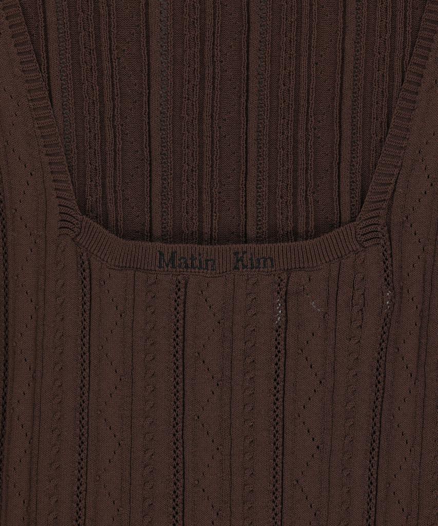 Mattengkim Open Back Ribbed Knit Dress In Brown