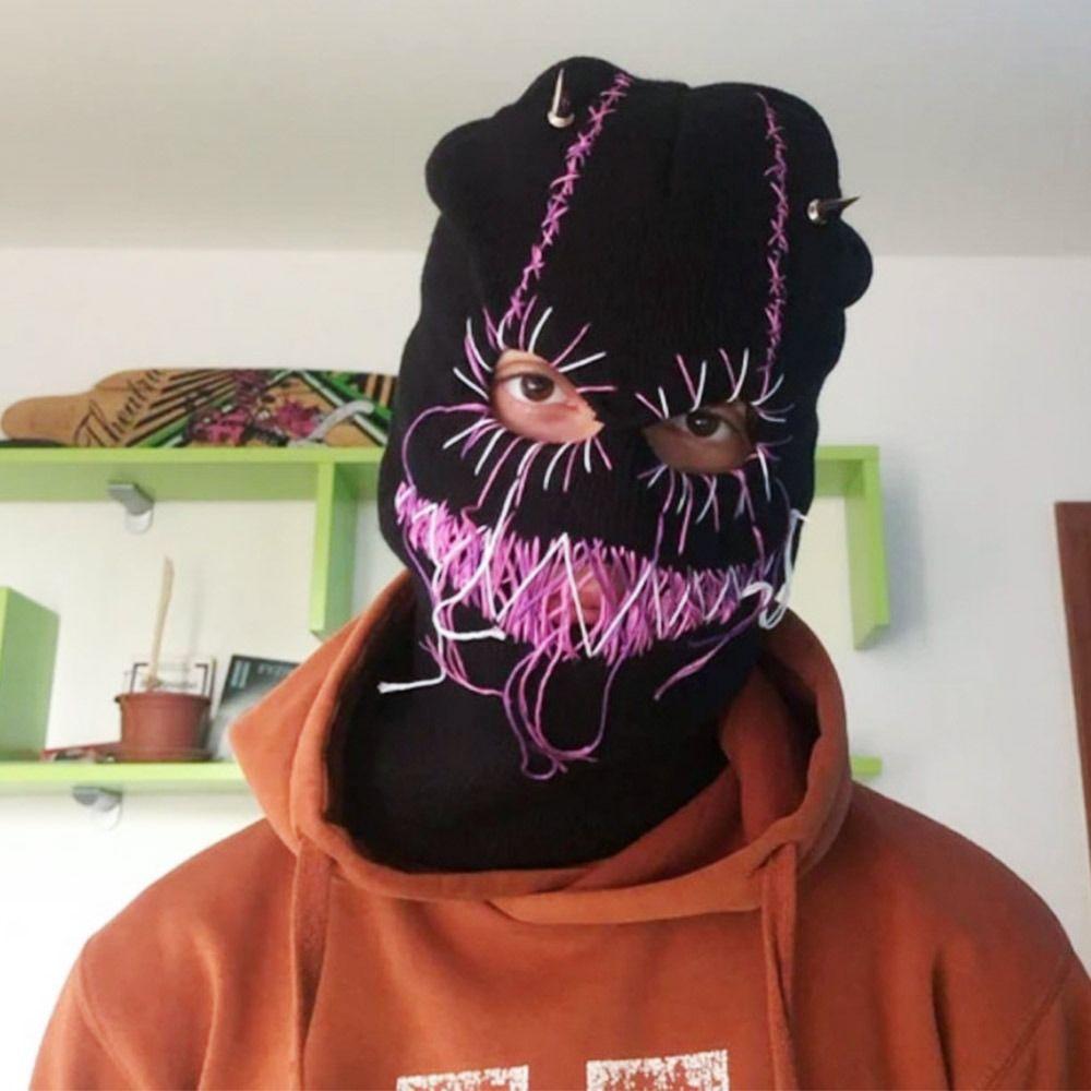 Funny Hooded Halloween Balaclava Handmade Party Beanie Cap Vintage Face Mask for Men Women