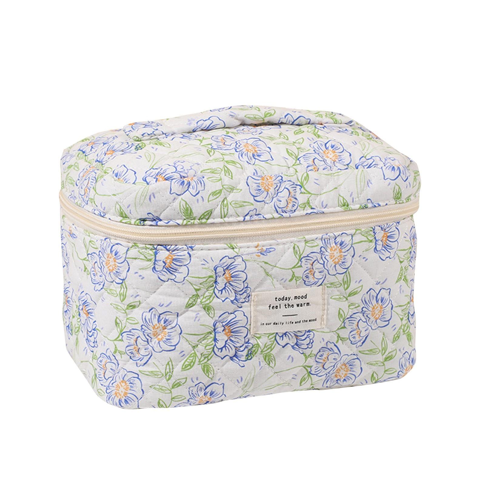 

Женская большая дорожная стеганая косметичка с цветочным принтом, хлопковая косметичка с цветочным принтом, сумка для хранения туалетных принадлежностей, ручная большая вместимость One Size