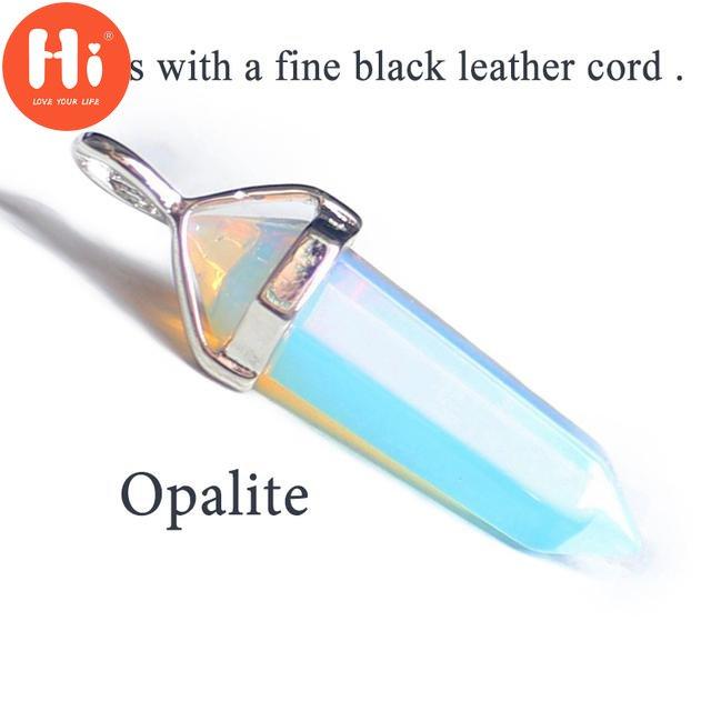 Merhaba Yeni Yeşil Aventurin Opal Kuvars Kristal Kolye Doğal Taş Siyah Deri Altıgen Kolye Gerdanlık Kolye Takı