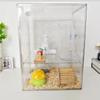 Acrylic Hamster Cage, Transparent Small Animal Habitat with Burrow, Chew Proof Enclosure for Dwarf, Observation House for Gerbil