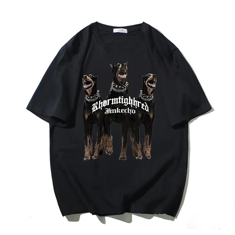 Herren Damen Kind Hip Hop Dobermann Hund Grafikdruck Übergroßes T-Shirt Streetwear Mode Baumwolle Locker T-Shirts Tee Tops Kostenlose Bluse