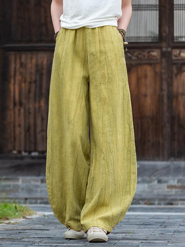 Women's Hemp Tie-Dye Distressed Lantern Pants: Cotton & Linen Zen Meditation Wear 26