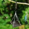 Hanging Bird Feeder Outdoor Hummingbird Feeders Faux Leather Feeding Tray Metal Mesh Attracting Wild Birds Square Platform
