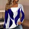 Tops for Women Floral Print Long Sleeve Fake Two‑Piece Top Fall Casual Slim Pullover Women's Long Sleeve Top